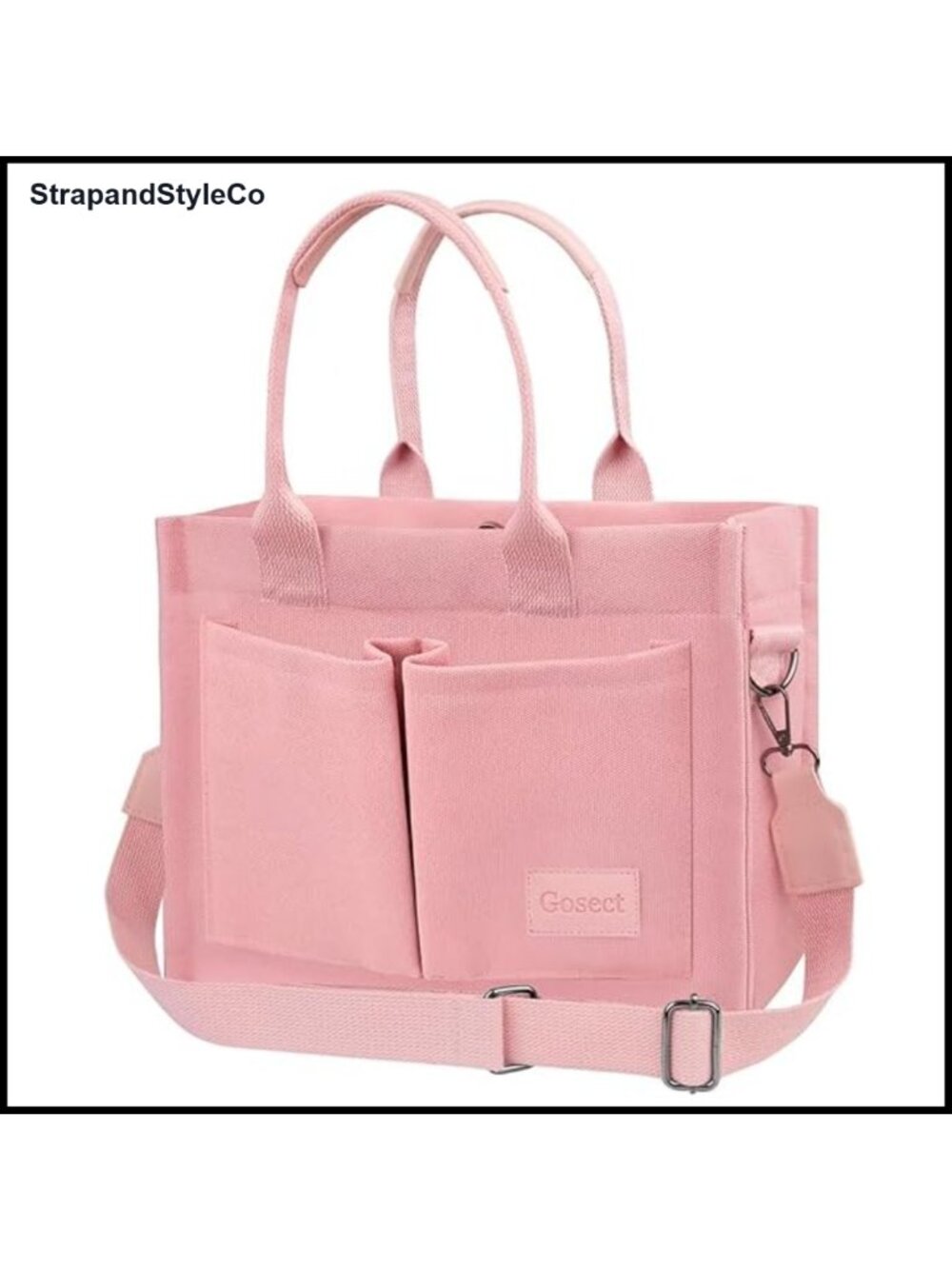 Canvas Multi-Pocket Tote Bag Convertible Laptop Crossbody
